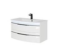 Pelipal Série 7045 ensemble lavabo SET-167-044 Weiß Hochglanz / blanc brillant, poignées noires, 91 cm