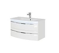 Pelipal Série 7045 set de lavabo SET-167-048 Weiß Hochglanz / blanc brillant, poignées chromé , 91 cm