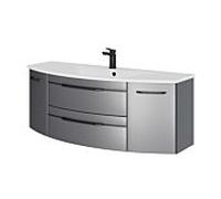 Pelipal Série 7045 set de lavabo SET-167-067 gris acier métallisé / gris acier, poignées noires, 130 cm