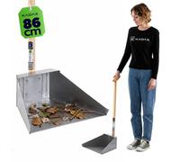Pelle à déblayer KADAX avec long manche, 34 x 86 cm, pelle en tôle d'acier galvanisée, grande pelle à déblayer avec manche en bois, pelle métallique pour garage, atelier et jardin