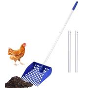 Pelle à déjections de poulet et râteau 2 en 1, 145 x 24,5 x 6 cm, grande tête en métal, poignée en caoutchouc, acier inoxydable, pelle à litière pour poulailler