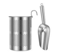 Pelle à glace et son support | Pelle En Acier Inoxydable Avec Support - À Glace - Pour seau, cuisine, maison, bar, réfrigérateur, stockage et rangement, fêtes, camping, mariages