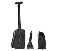 Pelle à neige 3-en-1, pelle à neige en aluminium, grattoir à glace, kit de déneigement d'urgence avec sac de rangement, idéal pour la voiture, le camping et le jardinage, couleur noire
