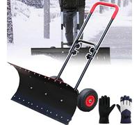 Pelle à neige avec roues antidérapantes, 42 cm - Pelle à pousser réglable pour enlever la glace d'allée et allée