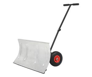 Pelle à neige avec roues de 100 cm de large, pelle à neige pour allées et trottoirs, poussoir en acier réglable en hauteur avec poignée antidérapante, ramasse-neige manuelle
