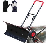 Pelle à neige d'hiver avec roues - Poussoir à neige extérieur, pneus antidérapants, poignée à double levier pour un retrait efficace de la neige et de la glace, design facile à pousser