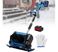 Pelle à Neige électrique Pliable, souffleuse sans Fil 1200 W | Moteur sans balais, profondeur de 17 cm, manche télescopique, déneigement des trottoirs et patios(Blue,2 Batteries)