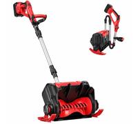 Pelle à Neige électrique sans Fil avec Manche télescopique | Moteur de 1200 W, 9800 tr/min, profondeur de 17 cm, poignée réglable, structure pliable(Red,2 Batteries)