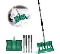 Pelle à neige ergonomique Unyqoos® – construction métallique robuste, manche réglable de 97 à 163 cm, lame métallique de 41 cm, poignée antidérapante en mousse