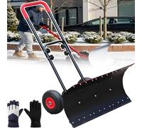 Pelle à neige robuste avec roues, lame coudée pour un nettoyage efficace de l'allée, poignée réglable