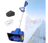 Pelle à neige sans fil, 2500 RPM brushless, projection 6 m, autonomie 60min | La batterie de 4,0 Ah offre une grande autonomie pour les longues allées; jusqu'à 1 heure par charge