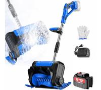 Pelle à Neige sans Fil, Largeur de 30 cm, Moteur sans balais | Puissance de 1200 W, 9800 tr/min, poignée réglable, indicateur de batterie, déneigement des terrasses(Blue,1 Batteries)