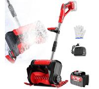 Pelle à Neige sans Fil, Largeur de 30 cm, Moteur sans balais | Puissance de 1200 W, 9800 tr/min, poignée réglable, indicateur de batterie, déneigement des terrasses(Red,1 Batteries)