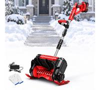 Pelle à Neige sans Fil, souffleuse électrique à Moteur sans balais | Vitesse 9800 tr/min, largeur de 30 cm, poignée réglable, indicateur de batterie, déneigement des allées(Red,1 Batteries)