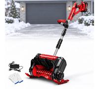 Pelle à Neige sur Batterie, Moteur sans balais, Largeur de 30 cm | Vitesse de 9800 tr/min, poignée réglable, indicateur de batterie, démarrage en deux étapes(Red,2 Batteries)