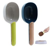 Pelle à Nourriture pour Animaux - Pelle pour Aliments Chiens Animaux de Compagnie Poignée avec Clip Sous Chien Chat Livre Pelle Soutirage Cuillère Cuisine 2 PCS (Indigo + poussière, gris vert)