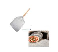 Pelle à pizza 30 cm inox trouée manche bois amovible 40 cm four cuisson pain tarte gaufre