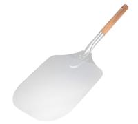 Pelle à Pizza à Manche Bois Détachable, Aluminium Léger 65x30,5x2,5cm | Poignée Spiralée Confortable, Lame Plate Fine, pour Fours Domestiques, Pâtisserie, Pizzas Lourdes