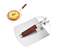 Pelle à pizza en acier inoxydable avec poignée pliable, large spatule à pizza en métal pour la cuisson maison (rectangulaire style B, poignée en bois, 24 x 57 cm)