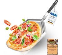 Pelle à pizza en acier inoxydable, grande taille (33 x 38 cm), robuste et pliable