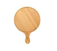 Pelle à pizza en bois, planche à charcuterie ronde avec poignée, planche à découper, planche à découper pour pain, légumes, camping-car, camping (25,4 cm)