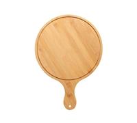 Pelle à pizza en bois, planche à charcuterie ronde avec poignée, planche à découper, planche à découper pour pain, légumes, camping-car, camping (28 cm)