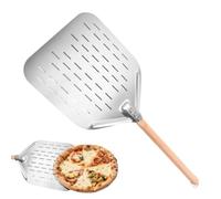 Pelle à pizza - Outil de tournage de four perforé en acier inoxydable, spatule avec poignée en bois | Cuisine cuisson gâteau grill maison extérieur famille pâte pain pâtisserie professionnel