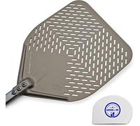Pelle à Pizza, Pelle Evolution perforée pour cuire la pizza Gi-Metal avec spatule pour pâte gratuite (36 x 36 cm, longueur tot. 186)