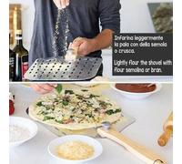 Pelle à pizza perforée en aluminium épais avec manche en bois amovible - parfaite pour la cuisson de la pizza, du pain et de la focaccia