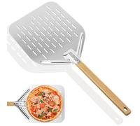 Pelle à Pizza Perforée Grande Pelle A Pizza,argentée, 39,5 * 30cm | 12 pouces pelle à pizza en alliage d'aluminium pelle à pizza professionnelle avec grande surface et amovible