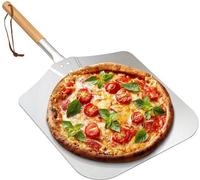Pelle à pizza professionnelle en aluminium Ibzoa® (30,5 x 35,6 cm) pour une utilisation intérieure et extérieure – Manche en bois de 71 cm, antiadhésive