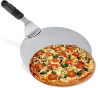 Pelle à pizza ronde en acier de 25 cm - Pelle à pizza pour la cuisson des tartes - Ustensiles de pâtisserie pour la maison et la restauration, avec poignée antidérapante