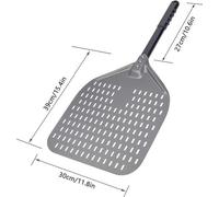 Pelle à pizza / Spatule à pizza à fond perforé, en plastique, 40 cm, rouge.