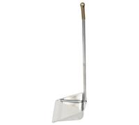 Pelle à Poussière en Acier Inoxydable à Manche Long, Large | Pelle en Fer Argentée, Bords Arrondis Pliés, Base Légèrement Surélevée, pour Sols et Meubles