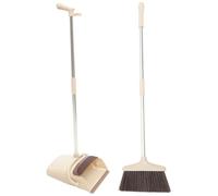 Pelle à Poussière en Acier Inoxydable et Balai à Long Manche | Bords Plats pour Sol Dur, Pliable Trou Suspendre, Brosse Dense pour Miettes et Poussière