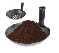 Pelle à saleté en métal - Pelle à poussière en fer avec tamis de jardin - Pour extérieur, jardin, pelouse, boue, boue, débris, drainage et chemins