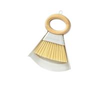 Pelle Balayette Mini petit balai en bois massif, combinaison pelle à poussière, brosse de nettoyage bureau, ordures domestique(9904 White)