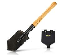 Pelle Bêche de Jardinage en Acier Multifonction - Pelle de Jardin, Camping, Survie et Détection de Métaux, Manche en Bois, Housse Incluse, Bêche Militaire US, Lame 15,5 cm, 56 cm, 750 g, Xforst FS1