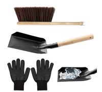 Pelle de Cheminée pour Cendres - Manche En Bois Métal Résistant,Kit De Brosse Pour Foyer Et Pelle À Charbon | Pour Intérieur Extérieur Balayage Poussière