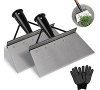 Pelle de jardin multifonctionnelle 21 cm Pelle de nettoyage plate en acier au manganèse (2 pièces) avec gants