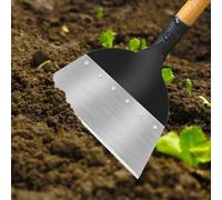 Pelle de jardin Unyqoos® en acier au manganèse – lame de coupe tranchante, rivetée, manche avec trous de montage, polyvalente pour les mauvaises herbes, la terre, la neige et la glace