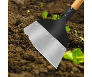 Pelle de jardin Unyqoos® en acier au manganèse – lame de coupe tranchante, rivetée, manche avec trous de montage, polyvalente pour les mauvaises herbes, la terre, la neige et la glace