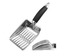 Pelle de tamisage - Spatule en acier inoxydable, extracteur de déchets métalliques, design panier latéral, outil de filtration rapide de la crasse, fournitures pour animaux de compagnie, grande taille