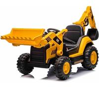 Pelle électrique Caterpillar sous licence avec pelle de pente et de creusement, siège individuel, jaune, connexion USB au lecteur MP3, propulsion arrière avec 2 moteurs de 30W et batterie au lithium