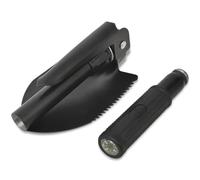 Pelle pliante en acier au carbone - Pelle pliante compacte pour camping, extérieur, jardin et voiture avec boussole et sac - Outil multifonction 4 en 1