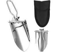 Pelle pliante Unyqoos® en acier inoxydable, compacte (23 cm / 13 cm), avec une poignée confortable et un étui à ceinture, polyvalente pour le jardin, le camping et les situations d'urgence en voiture