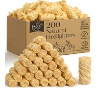 Pelle & Sol Allume-Feux Naturels en Laine de Bois et Cire, Lot de 200 | Allumage Rapide et Longue Combustion pour Poêle à Bois, Cheminée, Barbecue, Four à Pizza, Brasero, Camping et Jardin