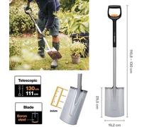 Pelle télescopique pour sol meuble, 111-130 cm, acier au bore, noir/orange