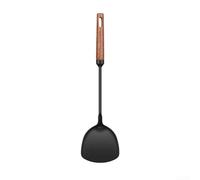 Pelle wok en fer avec manche en bois, outil mélangeur résistant à la chaleur, en fer traité à l'azote, pour poêles jusqu'à 250 °C, cuillère de cuisine ergonomique pour rôtir et retourner, noir