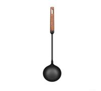 Pelle wok en fer avec poignée en bois, outil de mélange résistant à la chaleur en fer traité à l'azote pour poêles jusqu'à 250 °C, cuillère de cuisine ergonomique pour rôtir et retourner, noir (louche